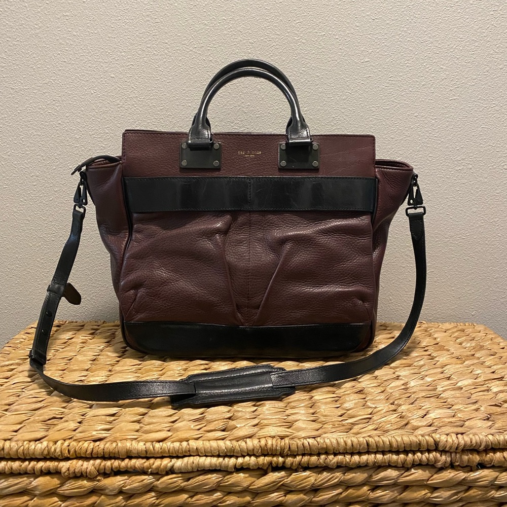 Elegant Burgundy and Black Leather Bag